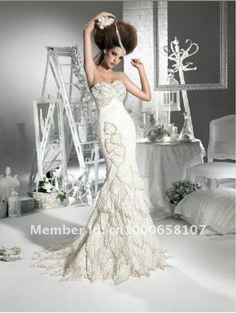 2012 new quality custom fishtail wedding dress was thin