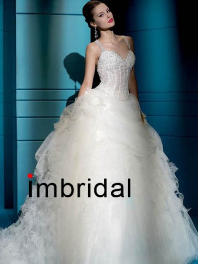 2012 imbridal Pageant White Ivory Puffy Wedding Dresses Bridal Gown Size 