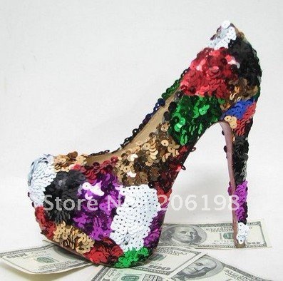 Daffodil white sequin Red bottom shoes Pumps high heel shoes high heels 