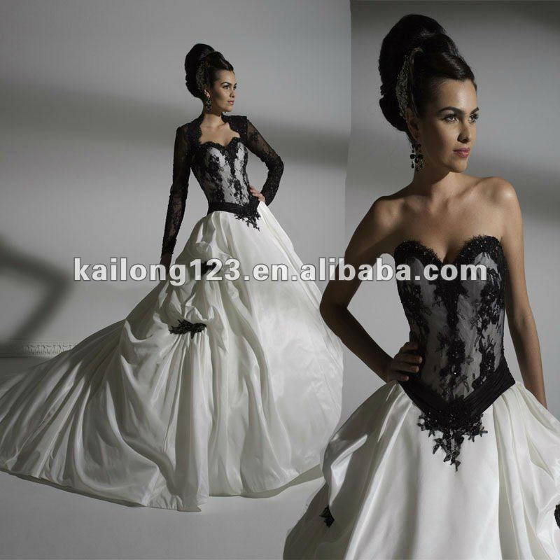 Royal Jacket Ball Gown Pickup Floral Black Lace Wedding Dress