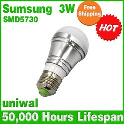 FREE shipping, E27 LED replacement bulb 3w, 280lm, warm white, bulb manufacturer(China (Mainland))