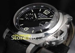 NEW PAM 212 Flyback Chronograph 1950 44mm Day/Date Rubber Black Luxury Luxury Men's men leather watches(China (Mainland))