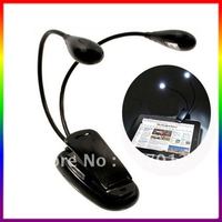 Dual Gooseneck Clip eBook reader Book Reading Light LED led light for tablet pc notebook ebook
