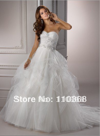 Ivory Tulle and Organza Strapless Sweetheart Neckline Sleeveless Bridal 
