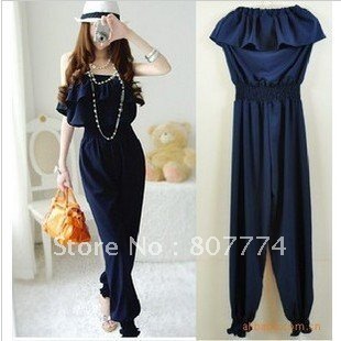 Sexy Jeans on Pants Empire Waist Navyblue Jumper Backless Sexy Overall Casual Romper