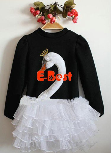 5pcs lot Baby girls Princess design TUTU dress Swan dress long sleeves dress 