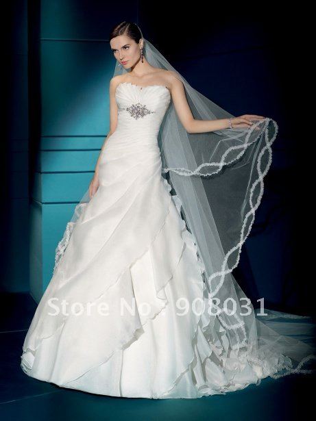 New arrival strapless backless sequins weep train wedding dresses 2012