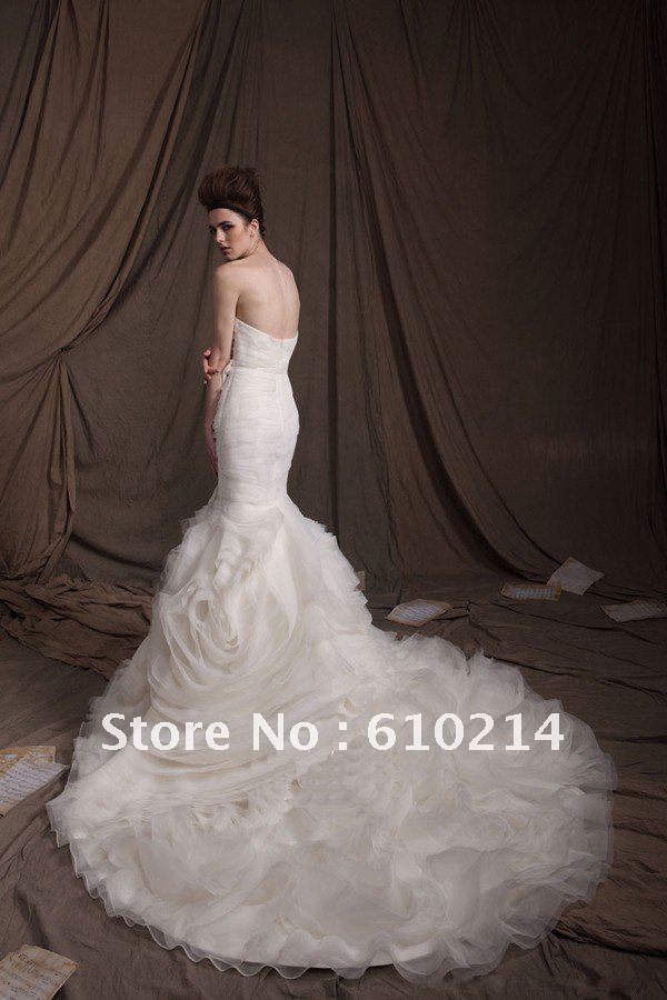 Gorgeous Sweetheart Neckline Mermaid Wedding dress Ruffle Organza Bridal 