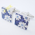 New Style 2012! Fashion Cufflinks,wholesale cufflinks,white gold plated cufflinks,blue flower cufflinks,Free shipping,EKC5000359