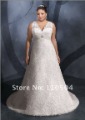 The W1526 offers satin scoop neck plus size wedding dressW-9898