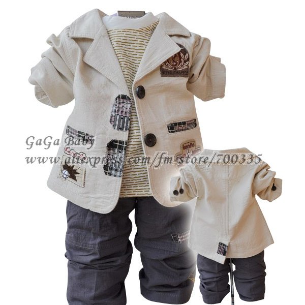 baby boy clothing on 4sets Lot Baby Suit  Baby Shirt  Pant   Coat  Cool Autumn Boy Clothing