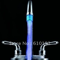 100pcs free shipping LED water-self-powered faucet ,blue color light  indication , No battery