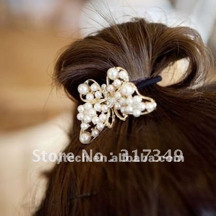 2012 bridal hair jewelry butterfly pearl hair ornament