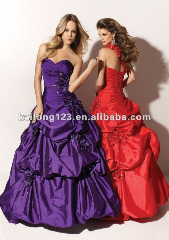 Stylish Sweetheart Removable Floral Oneshoulder Ball Gown Long Purple Red 