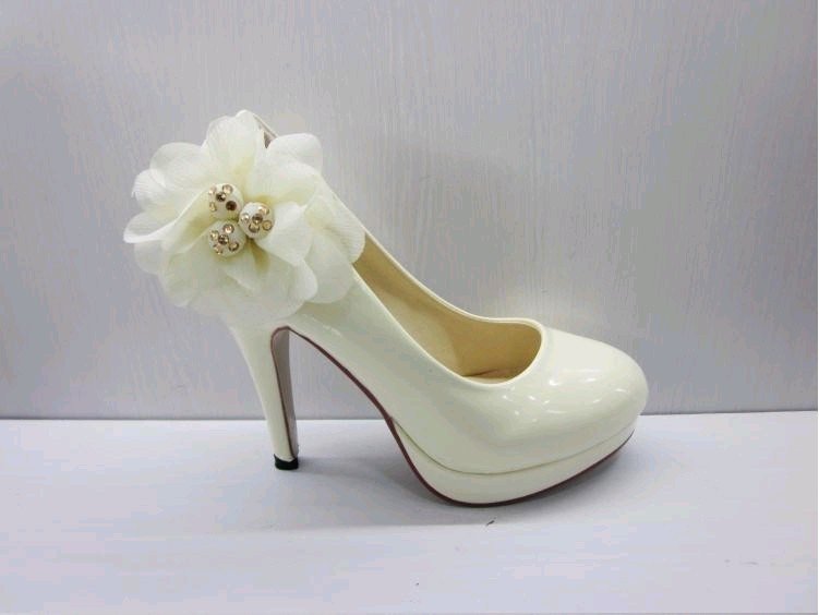 Shoes shoes white high heels flower patent leather wedding shoes white 