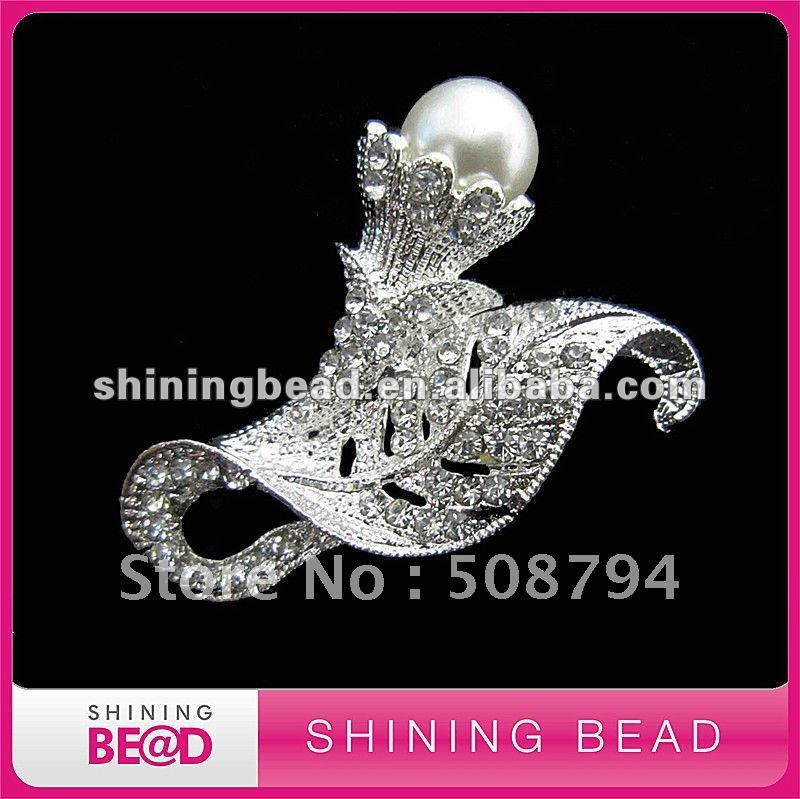 fashion design pearl rhinestone brooch for wedding bouquetfree shipping