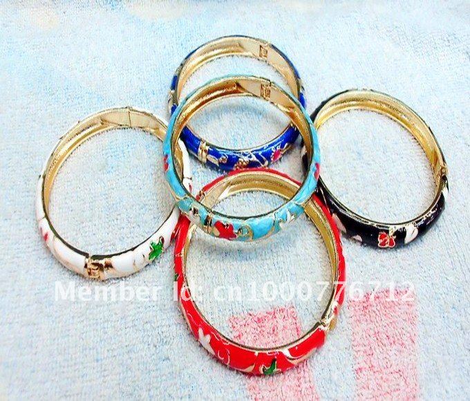 Free shipping 100pcs/lot New womens cloisonne enamel alloy bangle bracelet cuff Christmas Gift History: Feedback .(China (Mainland))