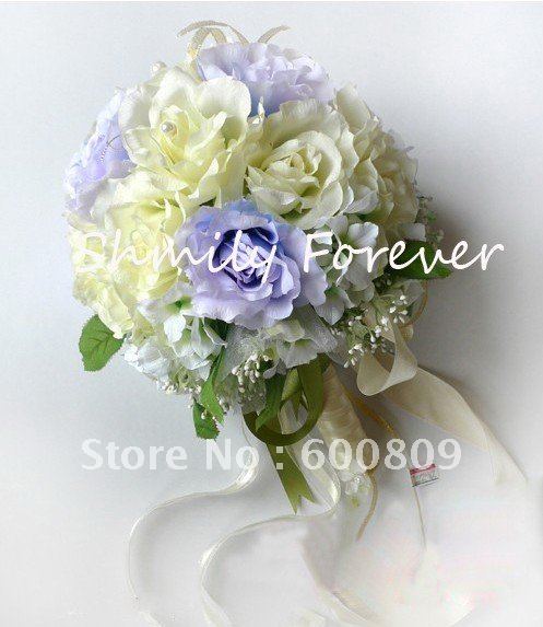 Beautiful Ivory Blue 33CM In diameter Artificial BouquetsFlower 