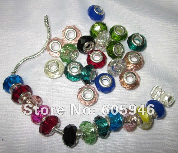 Free shipping crystal beads pandora glass rondelle mixcolor Jewlry Findings