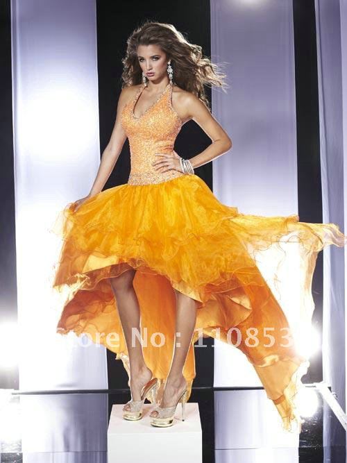 Free Shipping Custom Made Ball Gown HILo Halter Court Train Tulle Layers 