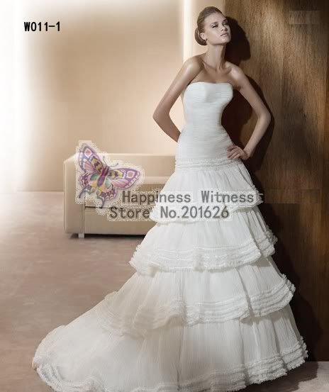 W0111Crepe Ruffle White Ivory ALine New Design This wedding dress moke 