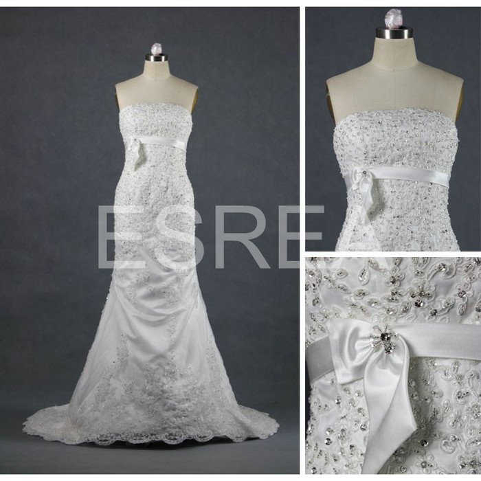 GD036 Vintage Strapless Lace Open Back Mermaid Wedding Dress