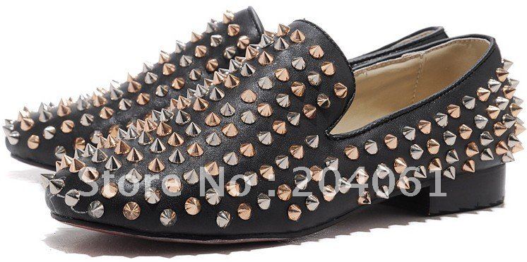 wholesale couples loafers shoes flat suede casual men dress shoes fashion women shoes pointed rivets Free