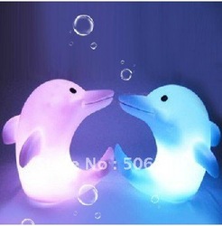 50pcs 7 colour LED dolphin small night lights &gradient bedroom wall lamp light warmly and(China (Mainland))