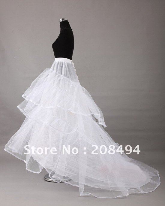 free shipping2012 Nylon Full Gown Chapel Train 3 Tier Slip Style Wedding