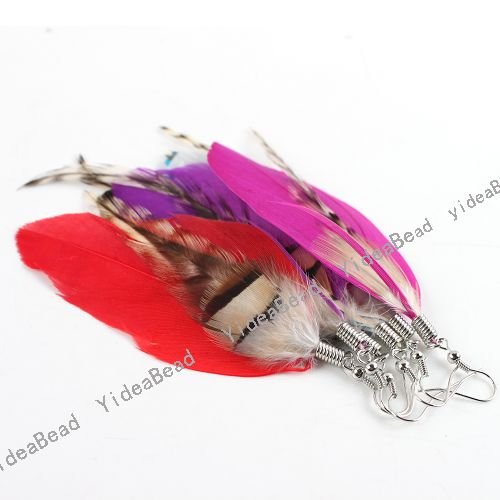 Wholesale 24pairs Feather Earrings Mixed Colorful Long Feather Earrings 