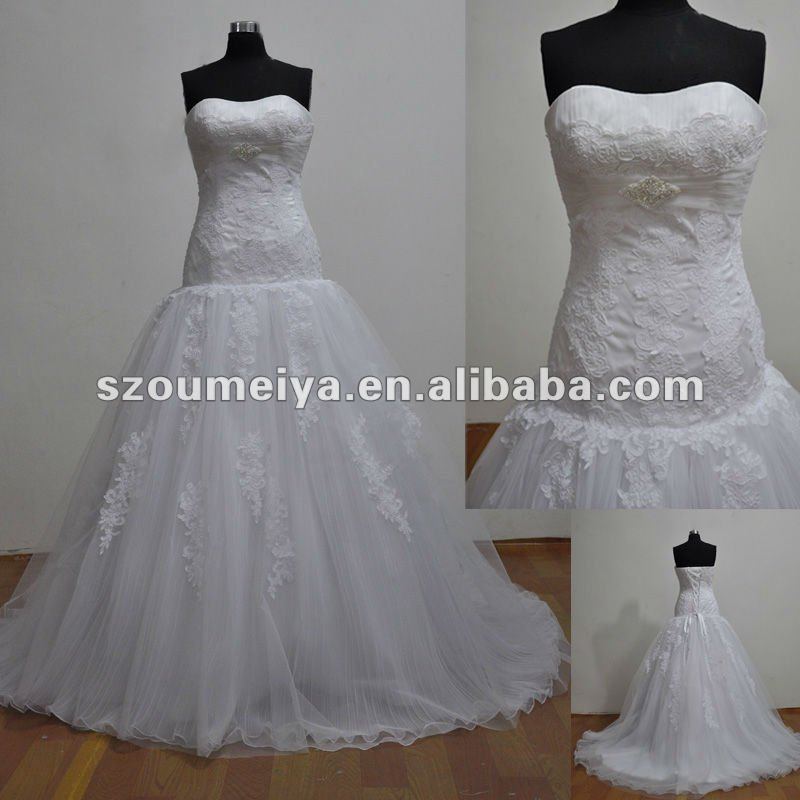 Free Shipping ORW156 High Quality Boned Lace Wedding Dresses 2012