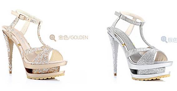 Gold diamond wedding shoes high water table high with high heels crystal 