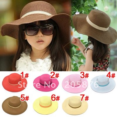 Beach Hats on New Arrival Kids Straw Sun Hat With Flowers Girls Summer Beach Hat