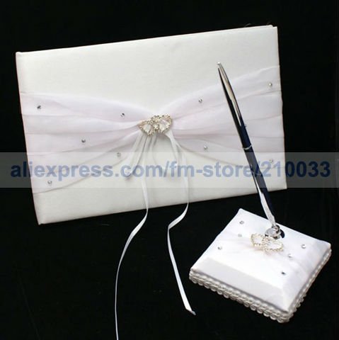  Supplies True LOVE Hearts Bling Wedding Guestbook Pen Set in White