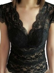Ladies Sexy Lace Shirts,Short Sleeve,Chest Pad Available Wholesale/Free Shipping,Timely Delivery,Women Sexy Costume(China (Mainland))