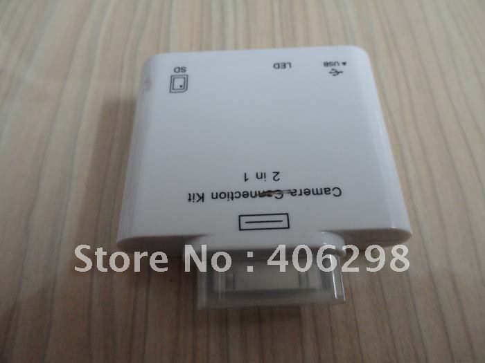 1000pcs newest hot sale Free DHL shipping USB Camera connection kit for ipad, ipad2,2 in 1 card reader and SD Card Interface(China (Mainland))