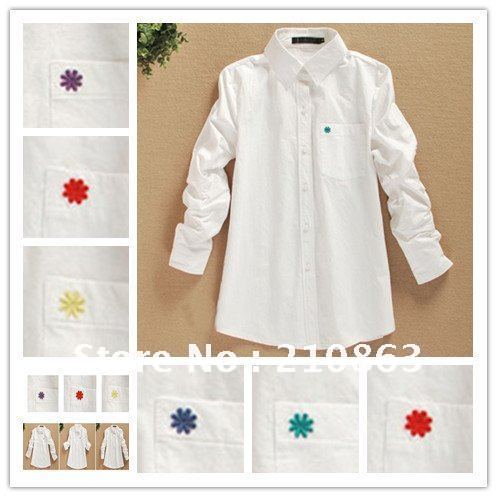 White Cotton Dress on Blouse For Women Fashion Design Dress Shirt Loose Casual Style Cotton