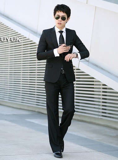 men's business suit groom suits Wool men wedding suit Slim black temperament