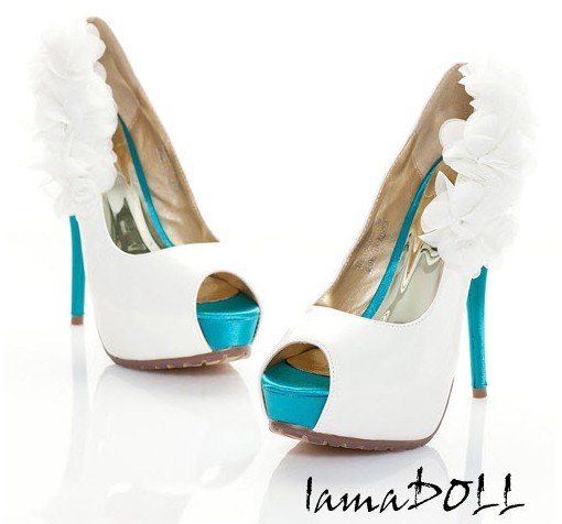  Color bridal shoes high heel platform pumps with flowers White wedding 