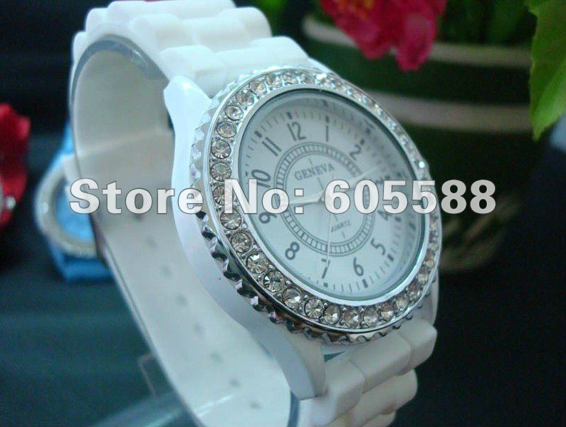 DHL FedEX Free Shipping 2012Hot Selling Geneva Watch 100 Silicone Strap Jewelry Quartz Face Mixed 8