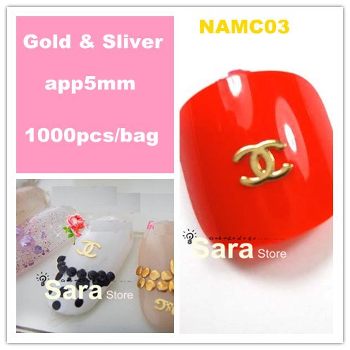 Free Stickers on Free Shipping Brand Namedouble C Silverampgold Nail Art Metal Sticker