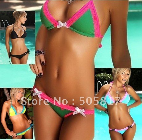 yellow+black+bikini+bow