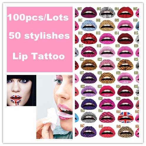 Wholesale Makeup on Free Shipping Violent Lips Temporary Tattoos Lips Tattoos Sticker