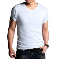Free Shipping Men's T-shirt Comfortable Simple Slim Fit V-neck Short-sleeved T-shirt  #697965