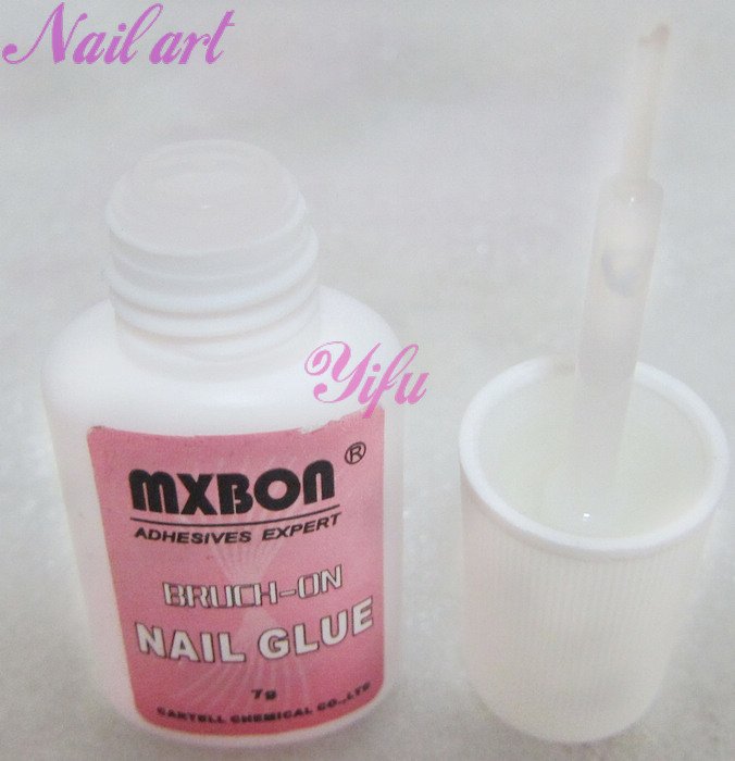 Freeshipping-Certificated MXBON 7g Pink Nail Glue with Brush on for False