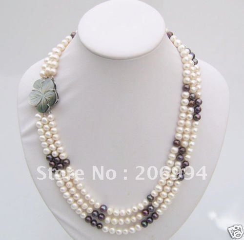 ... row White 7-8MM Black Pearl Necklace pearl Jewelry fashion jewellery ... row White 7-8MM Black Pearl Necklace pearl Jewelry fashion jewellery