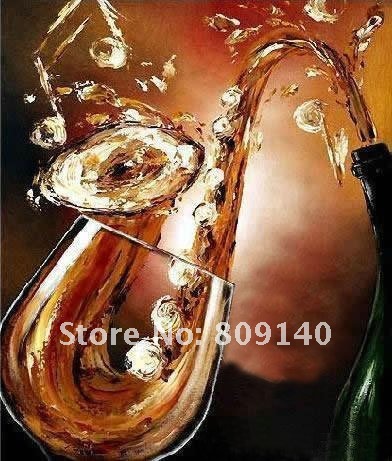 canvas glass Kitchen painting oil painting oil a Glass  Music painting Restaurant Wine decor