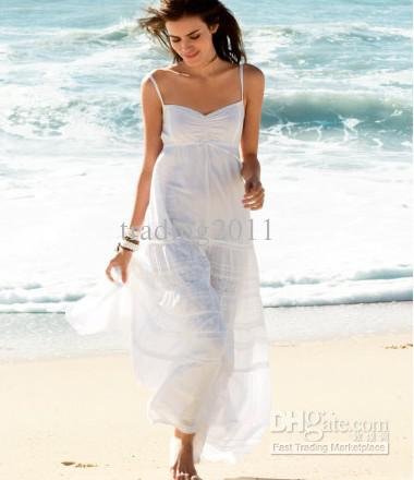 White Beach Dress With Sleeves