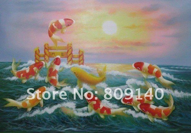 Discount feng shui oil painting dragon decoration japanese modern ... Carpe feng shui