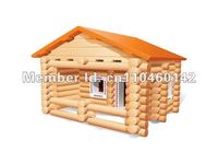 Wooden Assembly House Log Cabin Building Block Kits Wisdom House Play Toys 98 Parts Faster & Free Shipping